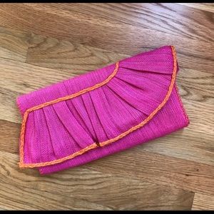 Pink Straw Clutch - Mud Pie